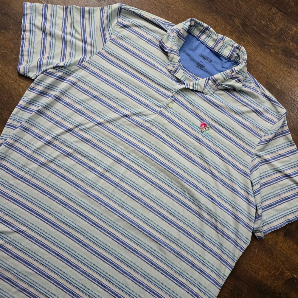 Johnnie-O Mens XXL‎ Blue Striped Performance Polo Shirt Gainey Ranch Golf Top